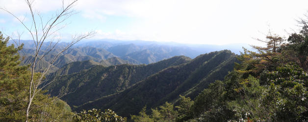 瑠璃山から天狗岩尾根を望む