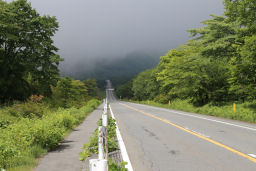 ひたすら直線の歩道を歩く