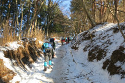 見晴茶屋を過ぎると雪が現れる