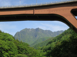 陸橋の下に鶏冠山